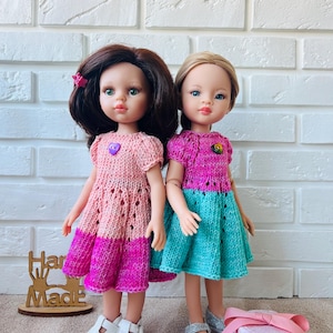 Crochet Doll Dress: Handmade Cotton Knit Clothes for 13 Inch Dolls