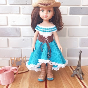 Paola Reina Puppenkleidung, Strickkleid Puppe, Häkelkleid für Puppe, Puppenkleid häkeln für Puppe, Handgemachtes Kleid für 13 Zoll Puppen