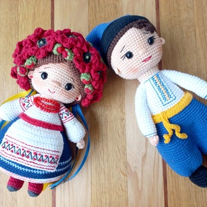 Crochet Ukrainian Doll girl and boy , Handmade Ukrainian Souvenir, Symbol of Ukraine, Knitted  doll, Nursery decor, Handmade doll for sale