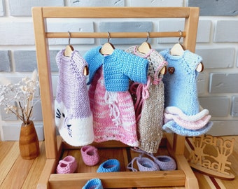 Conjunto de ropa de punto para muñecas: vestidos para muñecas de 30 a 35 cm, conjuntos hechos a mano, colección de vestuario para muñecas