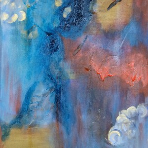 Moderne abstrakte Kunst Leinwand Blau Orange Abstrakt Modern Print Vertikal oder Horizontal Home Office Decor Limited Edition Qualität Kunst Leinwand