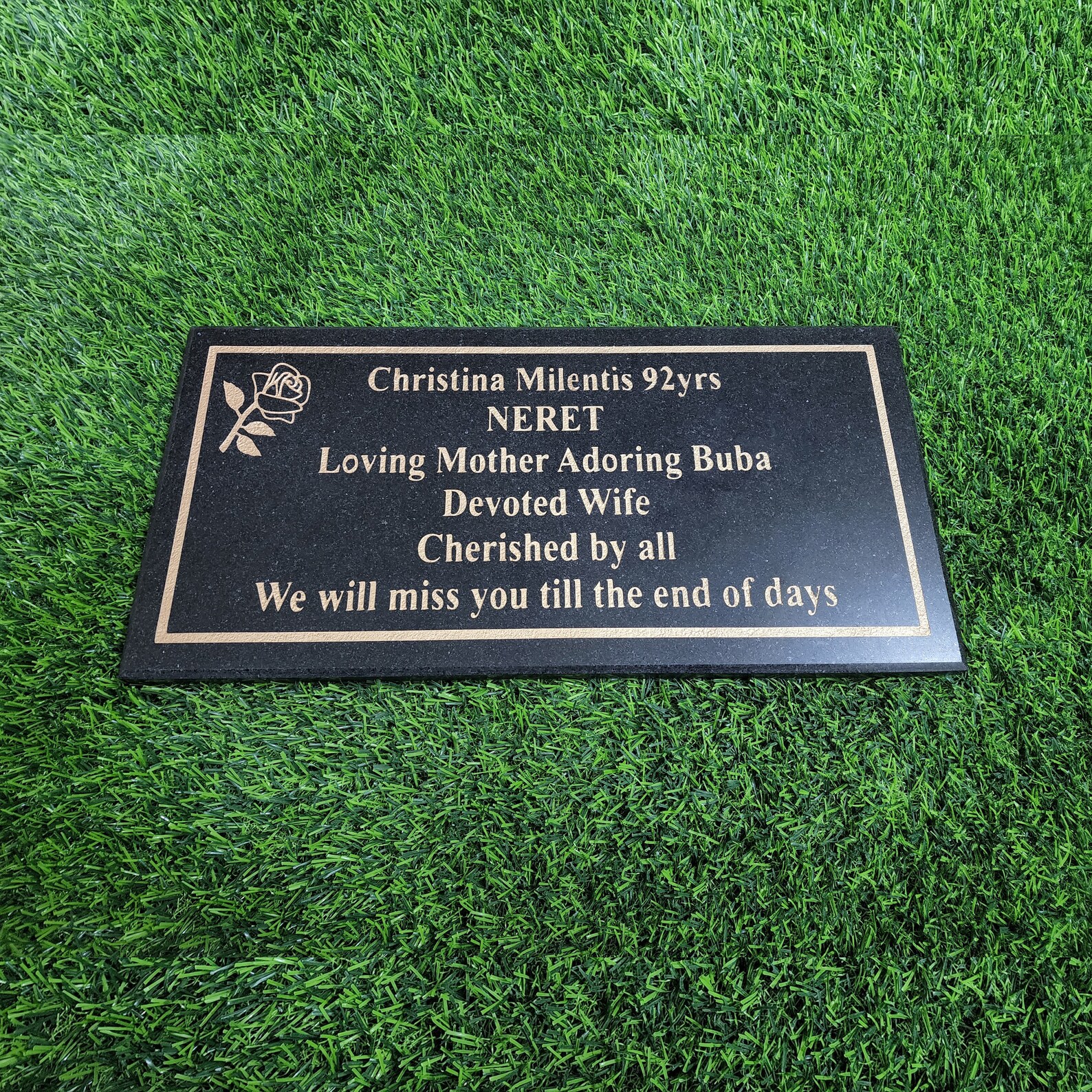 Memorial Human Grave Marker Black Granite Engraved Headstone Etsy