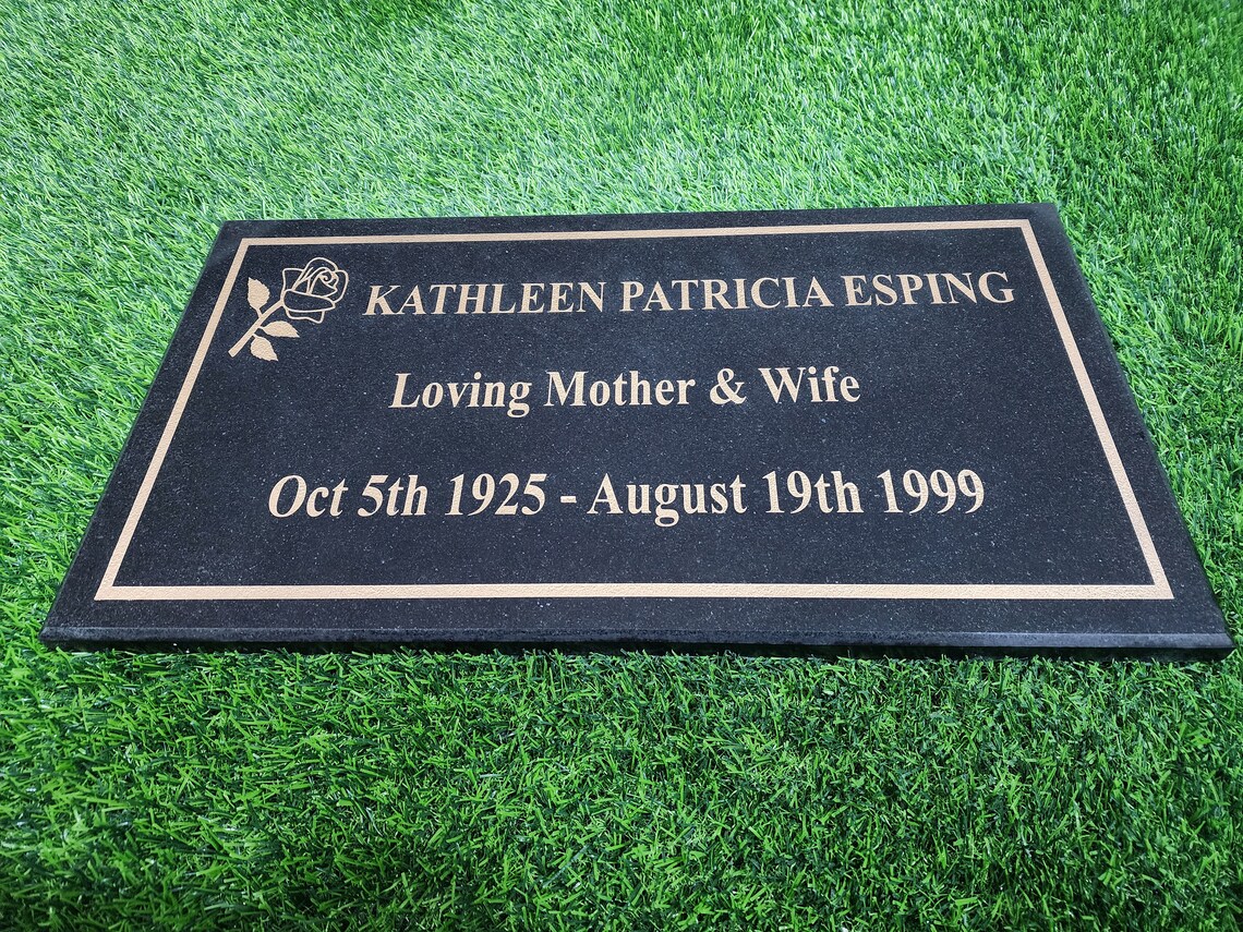 Memorial Human Grave Marker Black Granite Engraved Headstone Tombstone