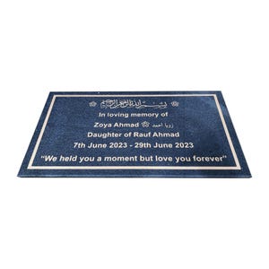 Personalized Black Granite Muslim Memorial Stone: Engraved Headstone