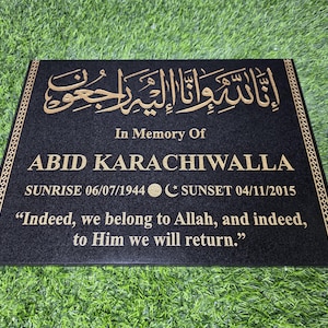 Black Granite Islamic Grave Stone: Muslim Cemetery Memorial Headstone
