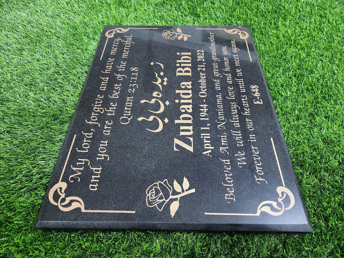Memorial Grave Headstone Plaque Urdu Roman English Fully Etsy