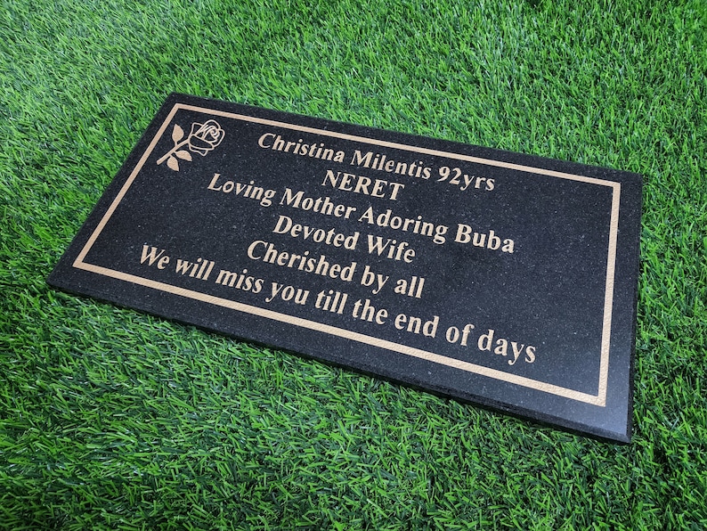 Memorial Human Grave Marker Black Granite Engraved Headstone Tombstone