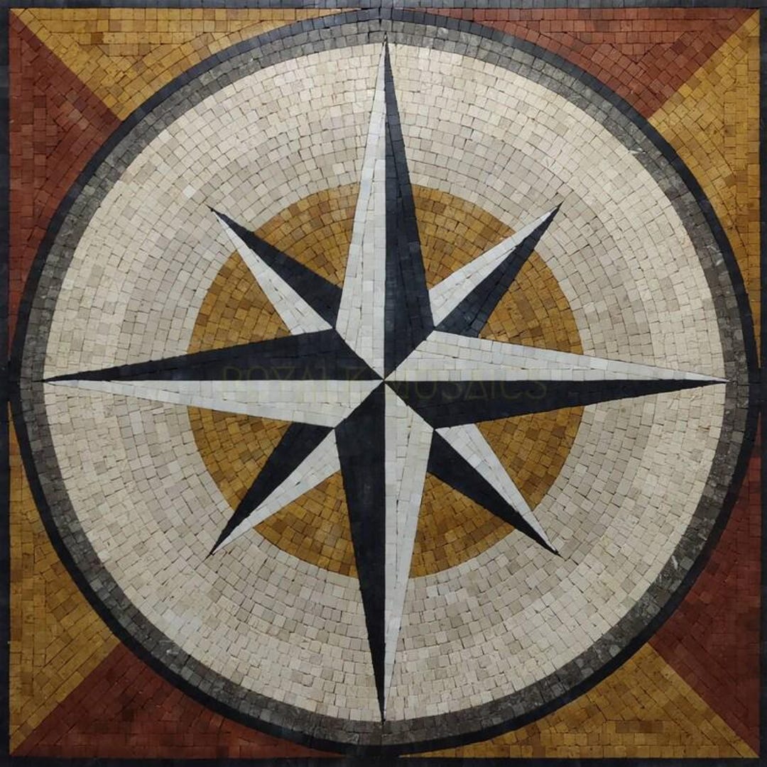 Compass Nautical Square Marble Mosaic Art for Walls Floors & Tabletops ...