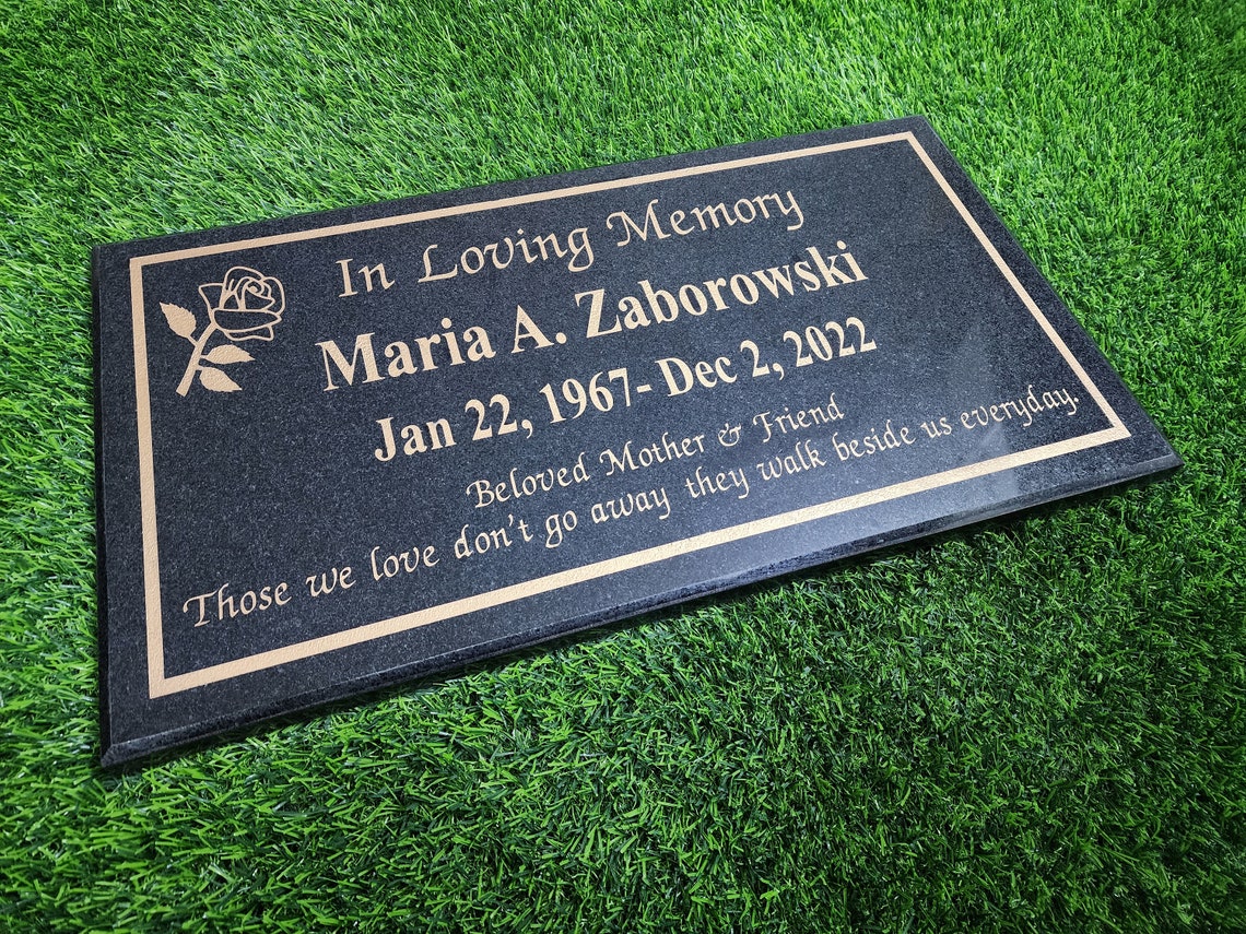 Memorial Human Grave Marker Black Granite Engraved Headstone Etsy
