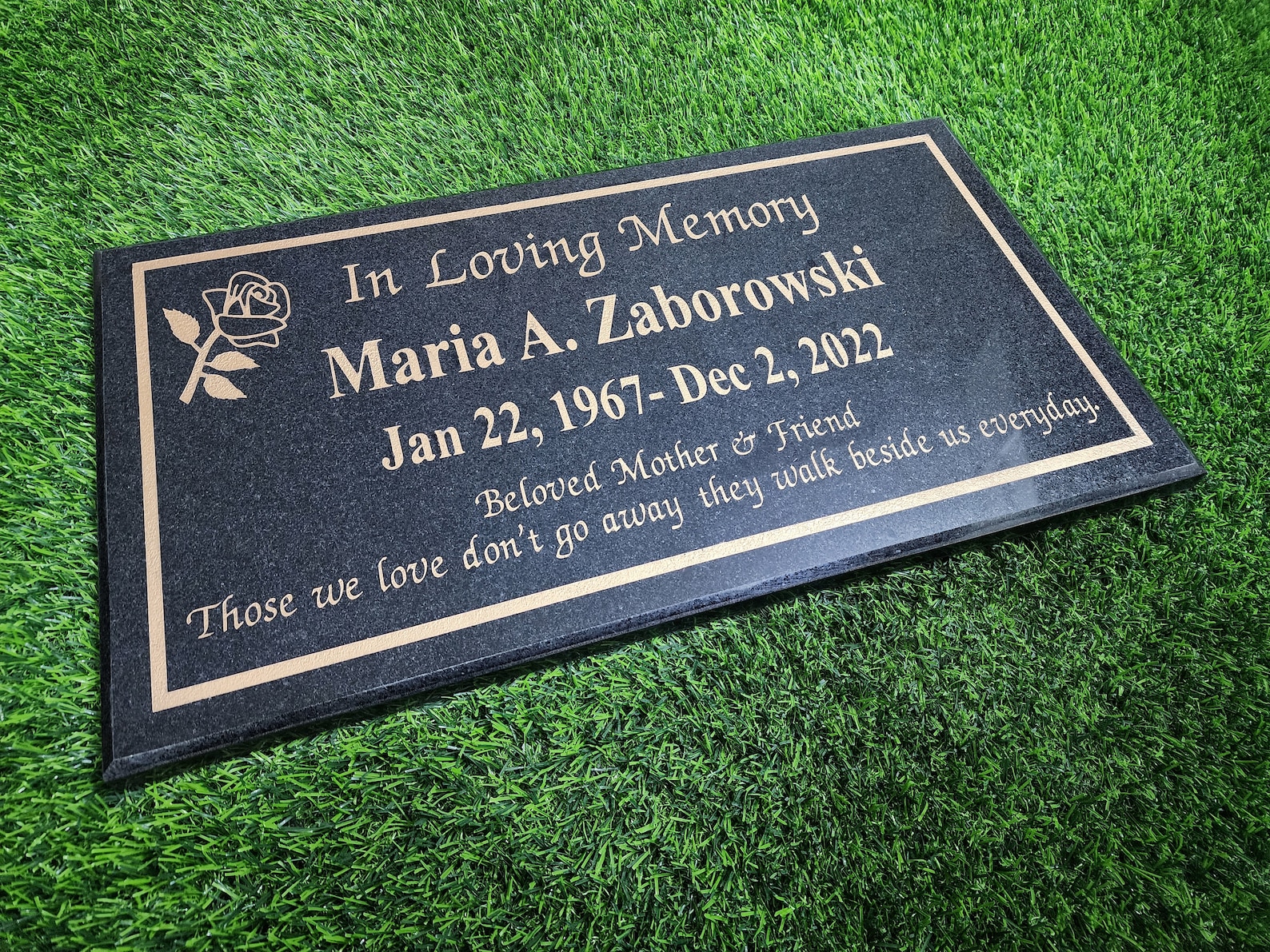 Memorial Human Grave Marker Black Granite Engraved Headstone Tombstone