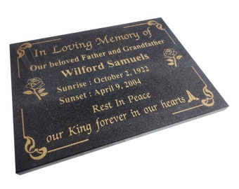 Memorial Human Grave Marker Black Granite Engraved Headstone Tombstone Plaque In loving memory of head Stones Cemetery Personalized