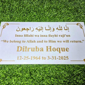 White Human Grave Marker Engraved Flat Memorial Headstone Personalized Plaque For Cemetery, Customizable