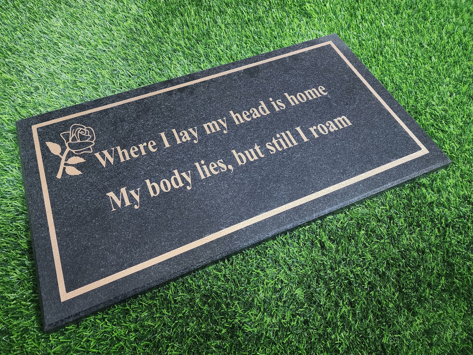 Memorial Human Grave Marker Black Granite Engraved Headstone Etsy