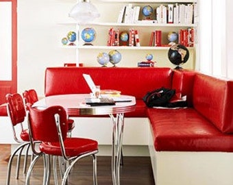 Custom Red Kitchen Banquette Set