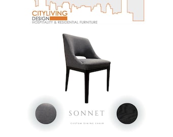 Hand Crafted Sonnet Custom Gray Upholstered Dining Chair