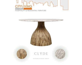 Clyde 54" Round Dining Table with Capri Beige Marble and Natural Base