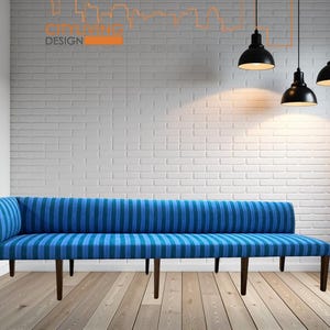 CityLiving Design One Of A Kind Blue Striped Brock Custom Banquette With One Arm