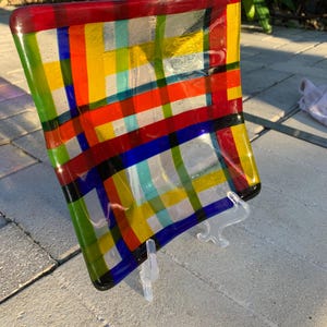 Colorful handmade fused glass plate
