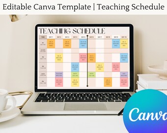 High School Teacher & Student Schedule Template | Editable Canva Template | Student Class Schedule | Minimal Aesthetic Teacher Schedule