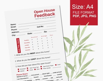 Real estate open house feedback form, Real estate open house, Real Estate Signs, Realtor open house sign, Real estate agent, open house sign