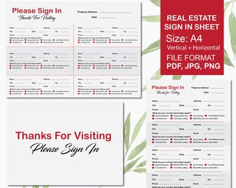 Open House Sign In Sheet - Real Estate Open House Sign In Sheet - Please Sign In - Open House Signs - Instant Download [PDF]