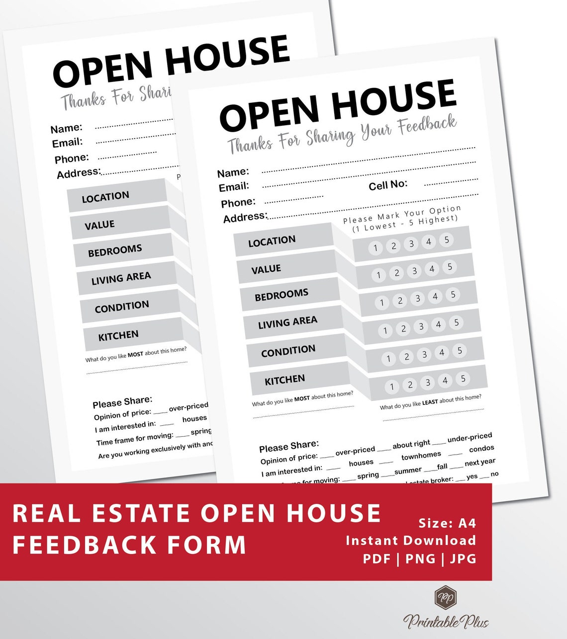 Open House Feedback Form Real Estate Forms Open House - Etsy España