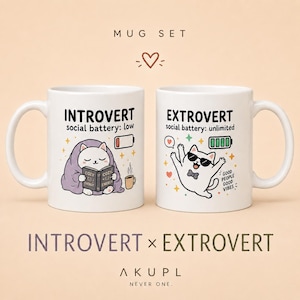 Introverte & Extraverte Mokken Set – Grappige bijpassende mokken voor stellen