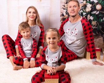 Personalised STICKMAN Family Pyjamas Christmas Baby Child Adult Matching PJs Kids Christmas Tartan PJS PAJAMAS Pyjamas Christmas Eve Box