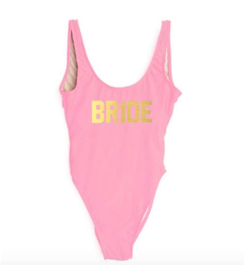 white one piece swimsuit bride