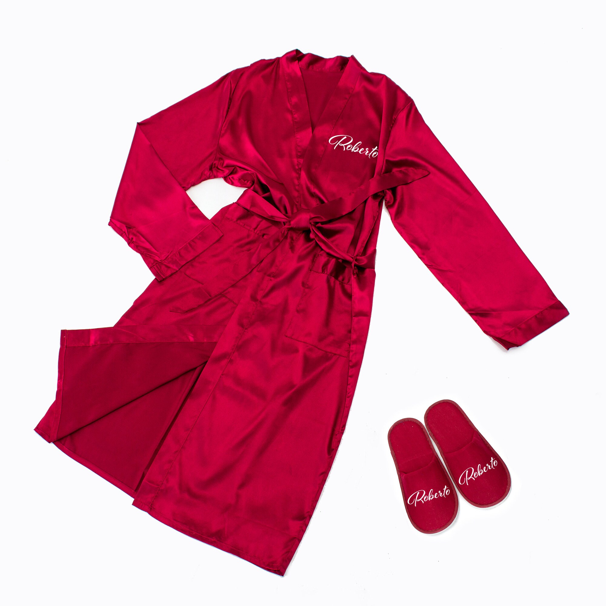 Father's Day Gift Set Men's Satin Robe Slippers Set Etsy