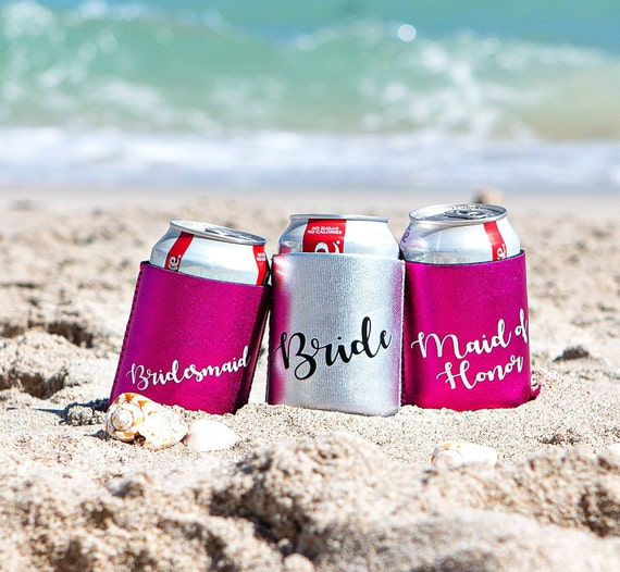 Personalized Can Coolers Bridesmaid Can Coolers Pool  Can Coolers Bachelorette Party Favor Bridal Party Gift