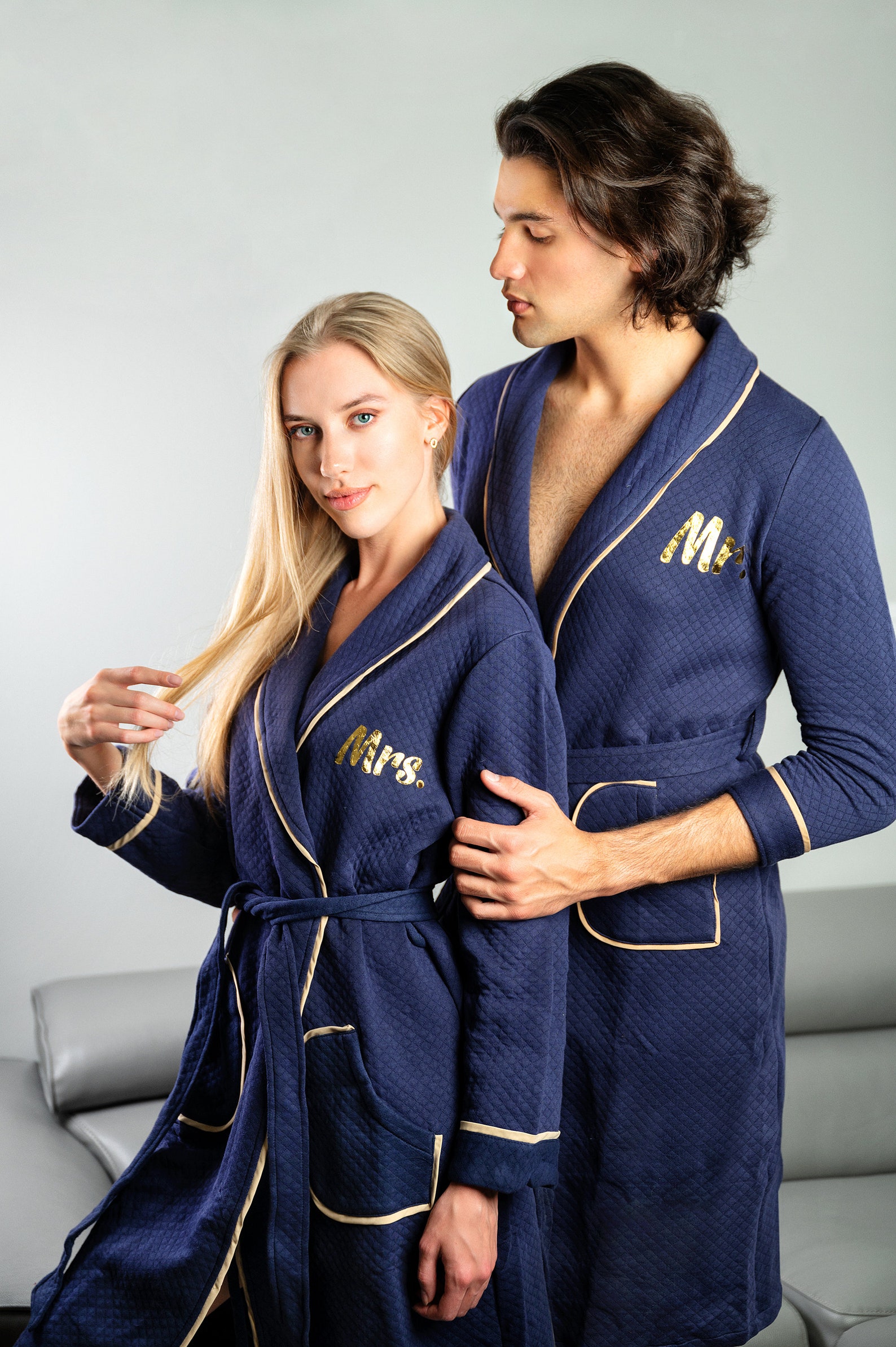 50 OFF Cotton His and Hers Bathrobes With Collar Set for Etsy