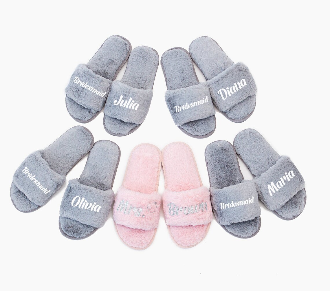 fluffy bridesmaid slippers