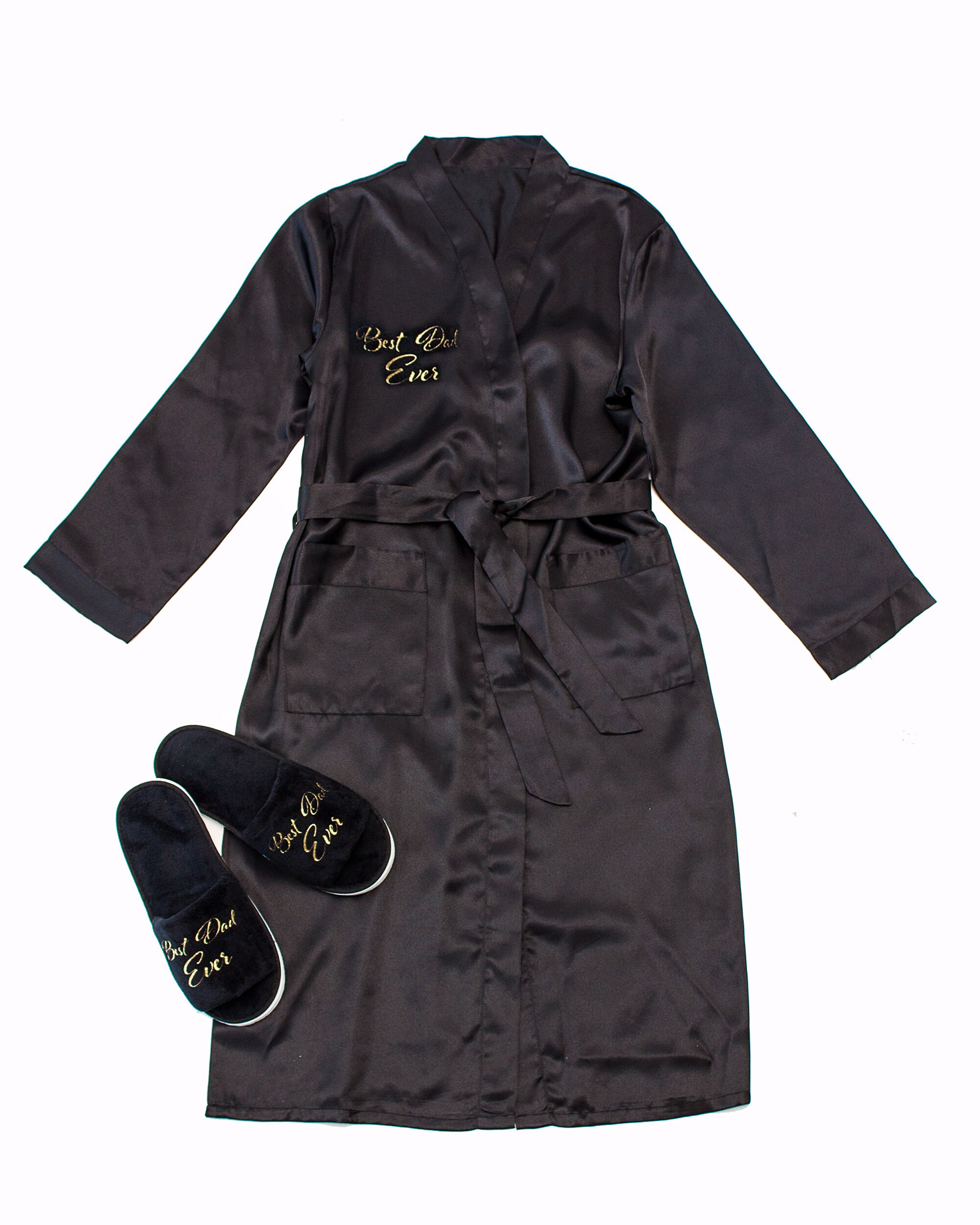 Custom Gift Set For Men Men's Satin Robe Slippers Set Etsy