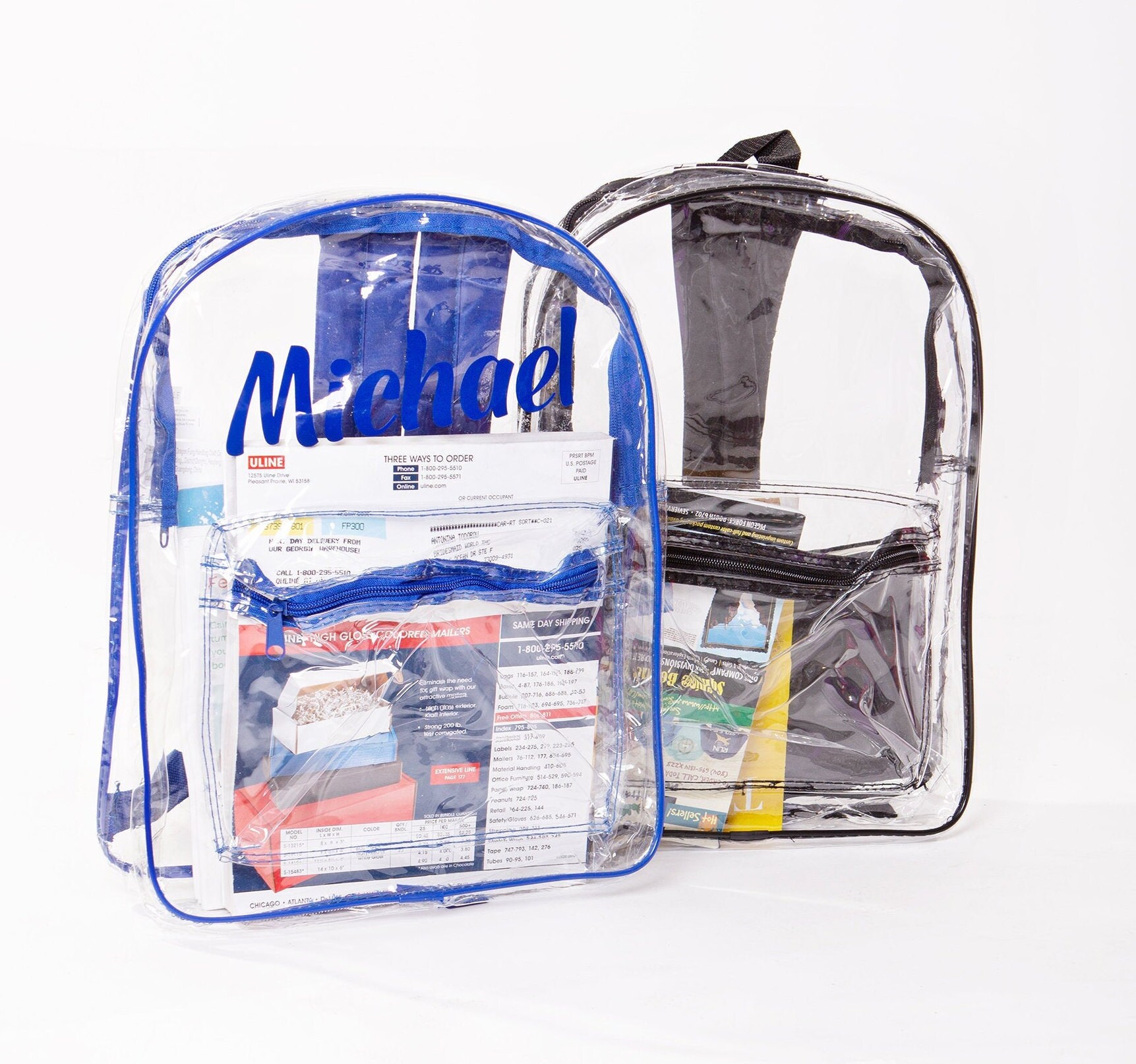 clear personalized backpacks
