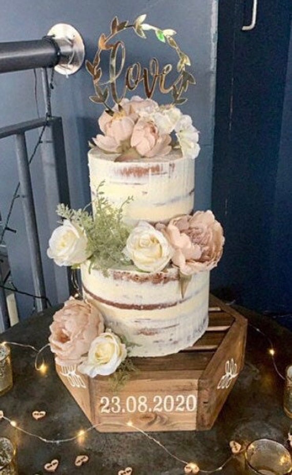 Hexagonal Wood Wedding Cake Stand: Personalized Tier Display - Etsy