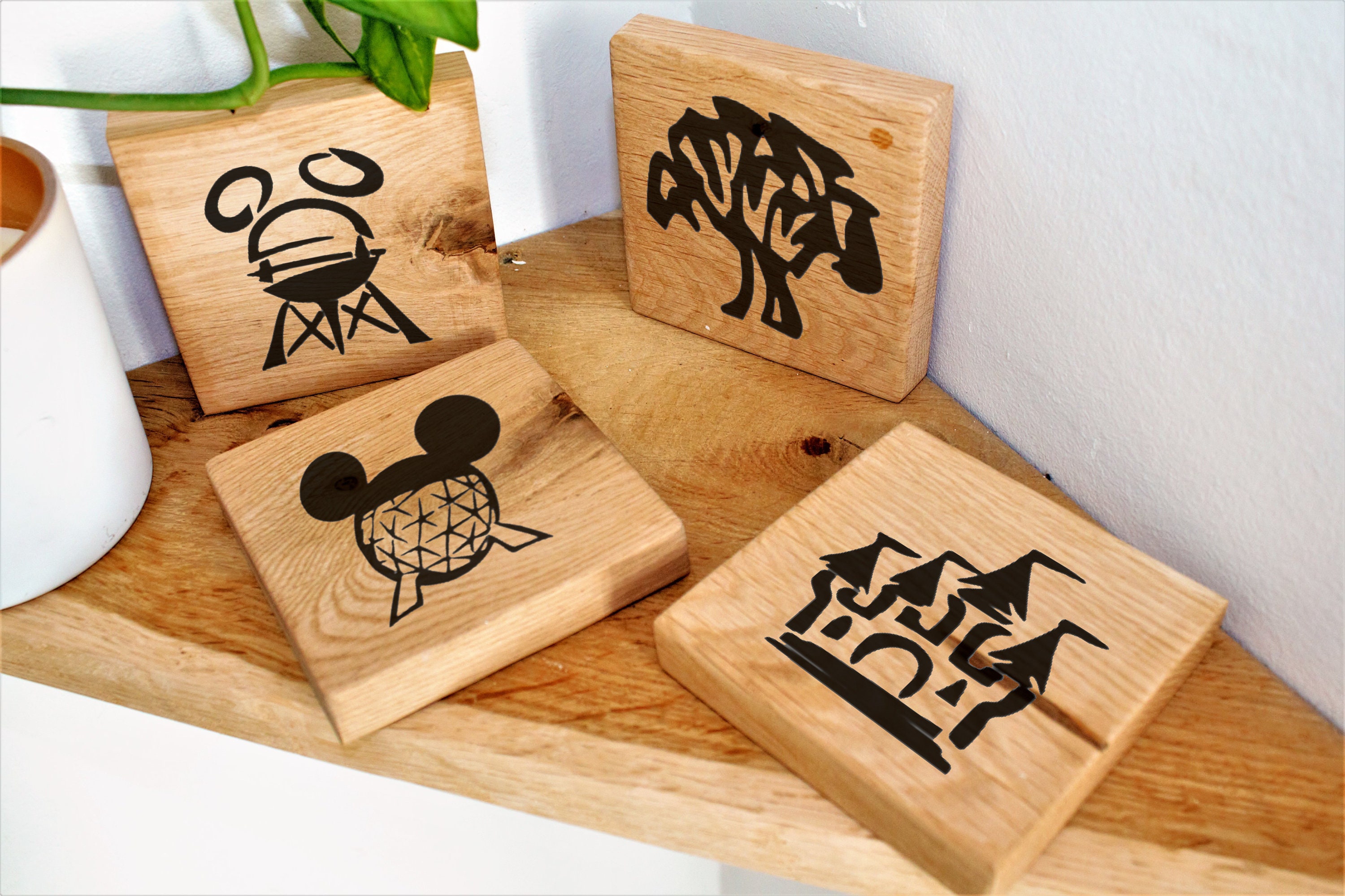 Disney theme park coasters Oak drink coasters new home gift Etsy