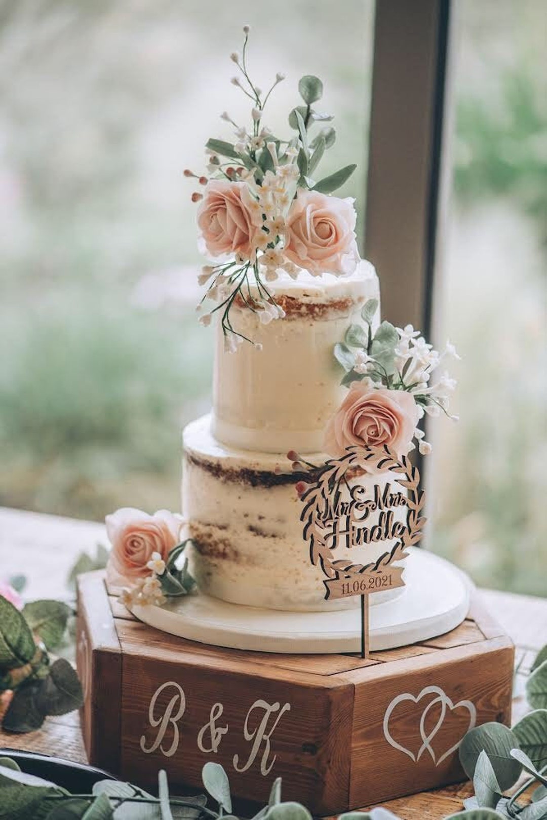 Hexagonal Wood Wedding Cake Stand: Personalized Tier Display - Etsy