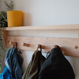 Coat Hanger Unfinished Wood Peg Rack Oak Wood Coat Rack With Shelf