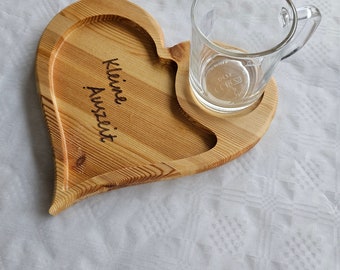 Heart-shaped board with glass cup