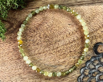 Green Garnet Bracelet Gemstone 4mm Bead HEALING PROSPERITY SUCCESS