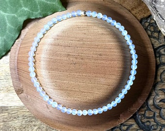 Opalite Anklet Beaded Ankle Bracelet Crystal Healing CONFIDENCE & COMPASSION