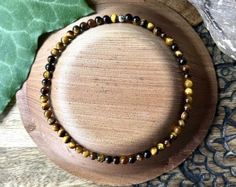 Tigers Eye Anklet Gemstone Beaded Ankle Bracelet Crystal Healing TALISMAN PROTECTION & Light Energy