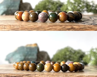 Ocean Jasper Bracelet Crystal Healing Beaded Gemstone POSITIVITY Forgiveness Earth