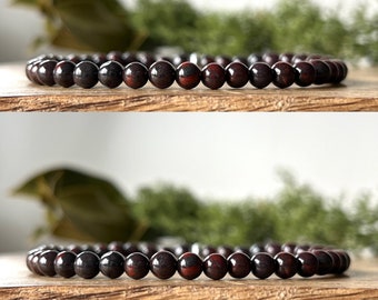 Bloodstone Bracelet Beaded 4mm Crystal Healing Gemstone GUIDANCE PROTECTION