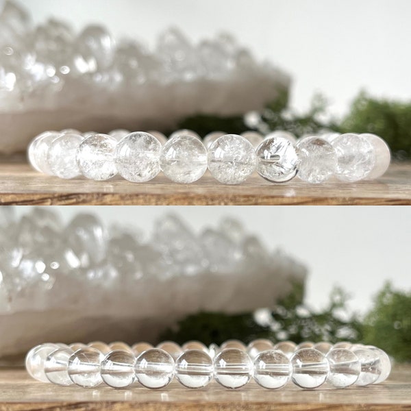 Natural Clear Quartz Bracelet Crystal Reiki Healing Gemstone MASTER HEALER Clear Thinking