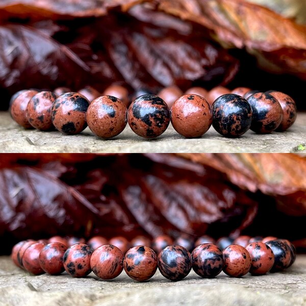 Mahogany Obsidian Gemstone Bracelet Crystal Healing Gemstone EARTH GROUNDING Protection