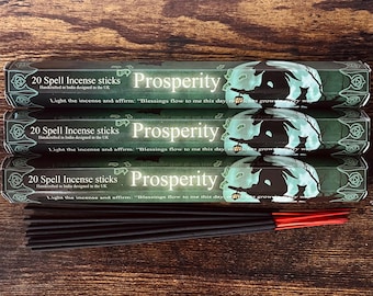 PROSPERITY SPELL Incense Sticks ELEMENTS Handmade Indian 20 x Sticks Stamford Hex