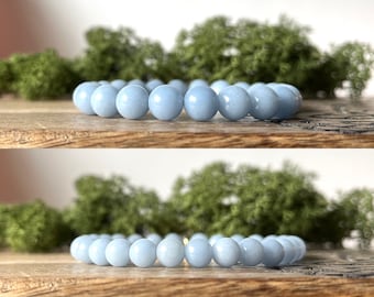 Natural Angelite Gemstone Bracelet Crystal Healing Reiki Chakra ANGEL COMFORT