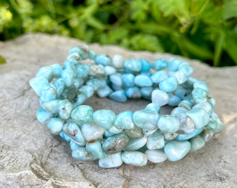 Natural Larimar Gemstone Bracelet Crystal Healing Nugget EMOTIONAL BODY